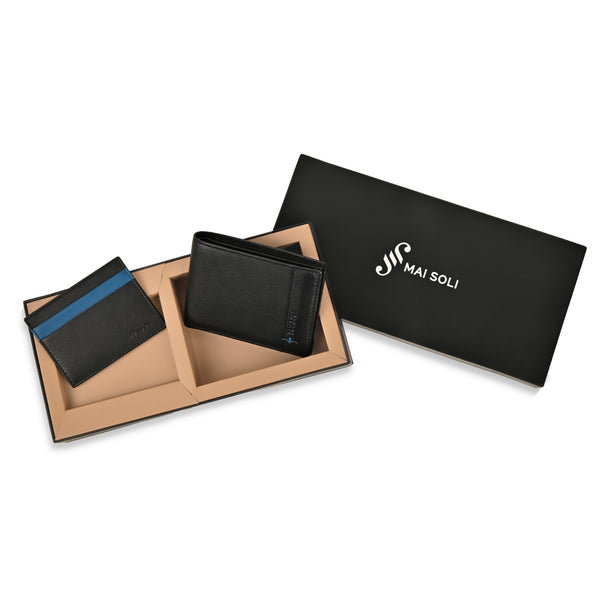 Neo Bi-Fold Wallet + Card Holder Gift Set - Black / Blue