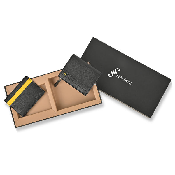 Neo Zip Wallet + Card Holder Gift Set - Black / Yellow