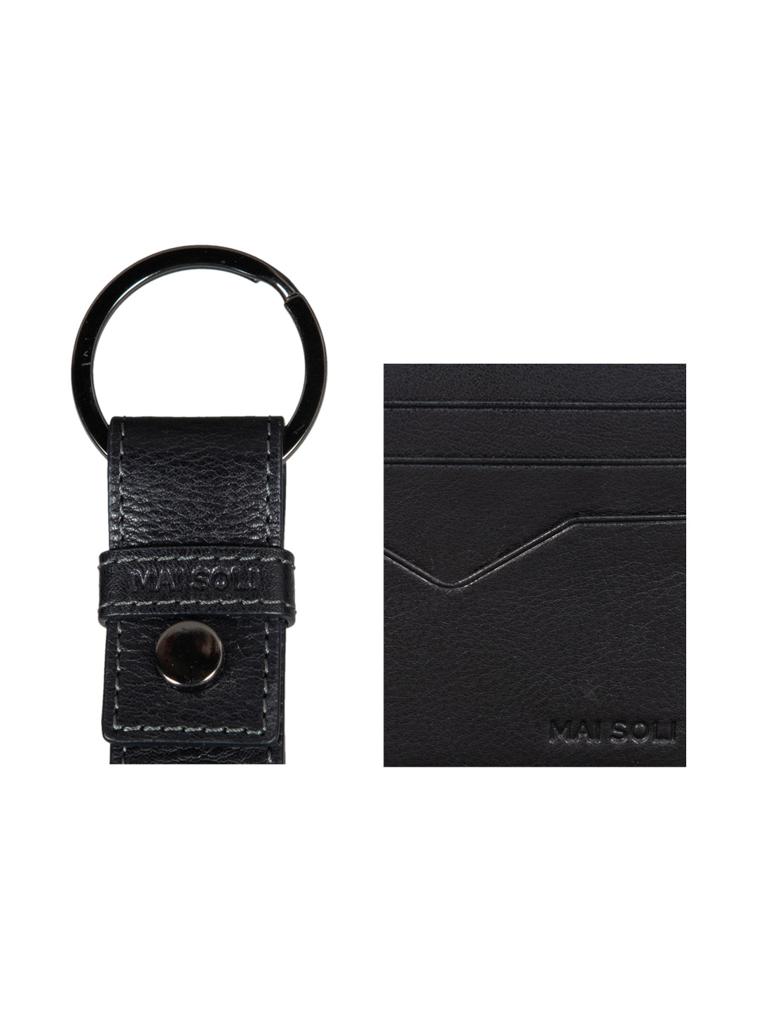 Leather Card Holder + Leather Key Ring Gift set - Black