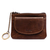 Vintage Leather Key Pouch with coin pocket - Brown