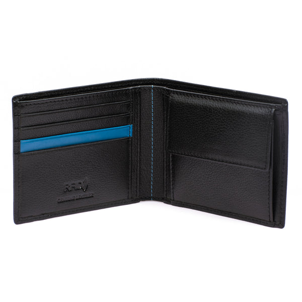 Neo Leather Two Fold wallet with Coin Pocket - Black / Blue