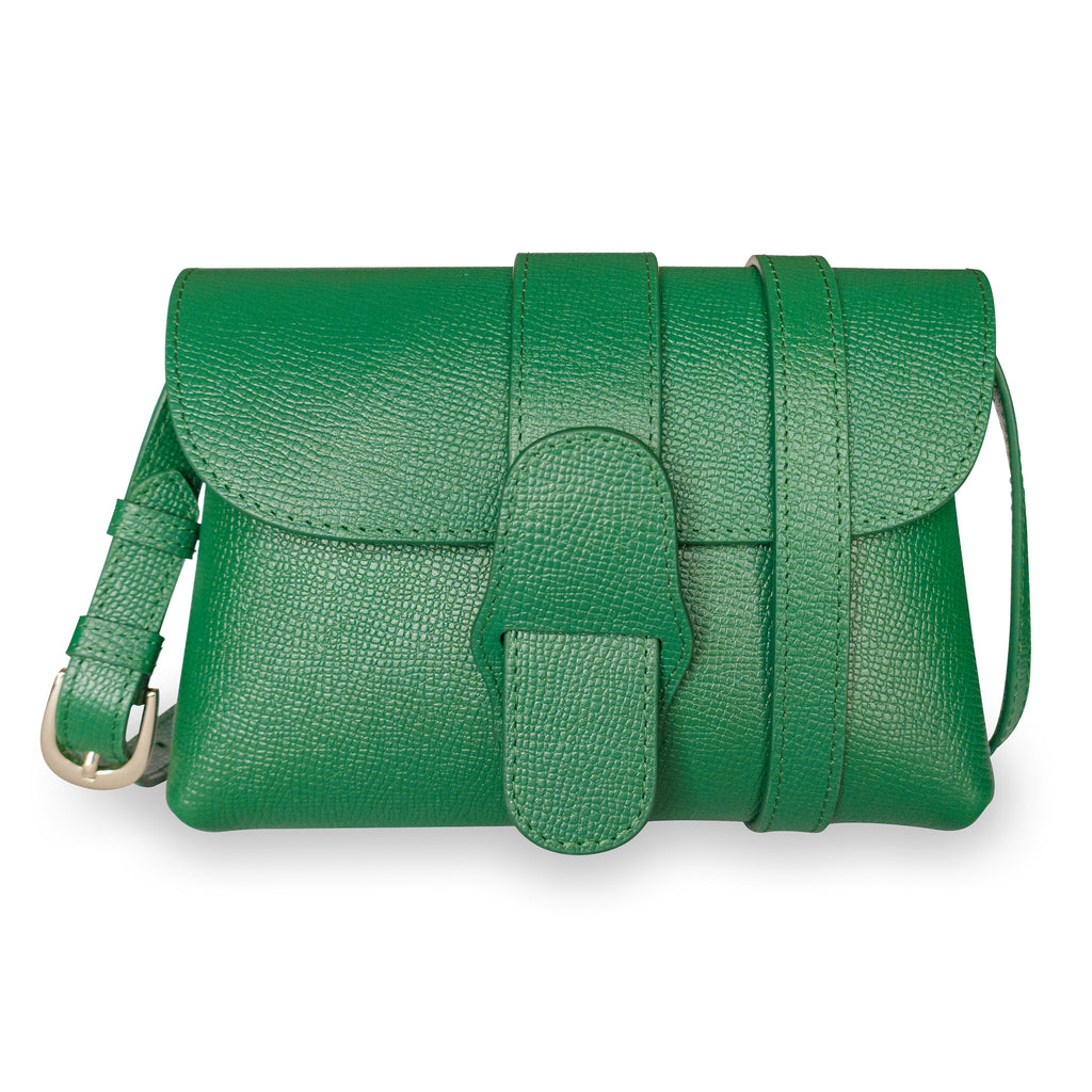 REYNA ICAZA Green Leather Alligator Baguette Clutch For Sale at 1stDibs