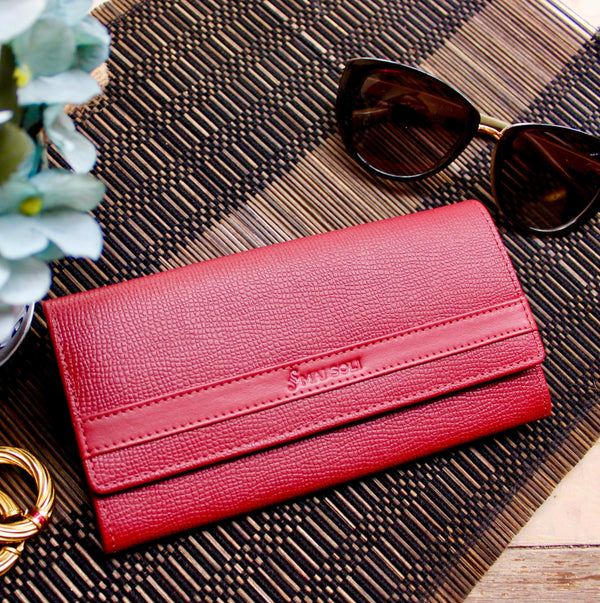 Coco Long Flap Wallet - Berry Red