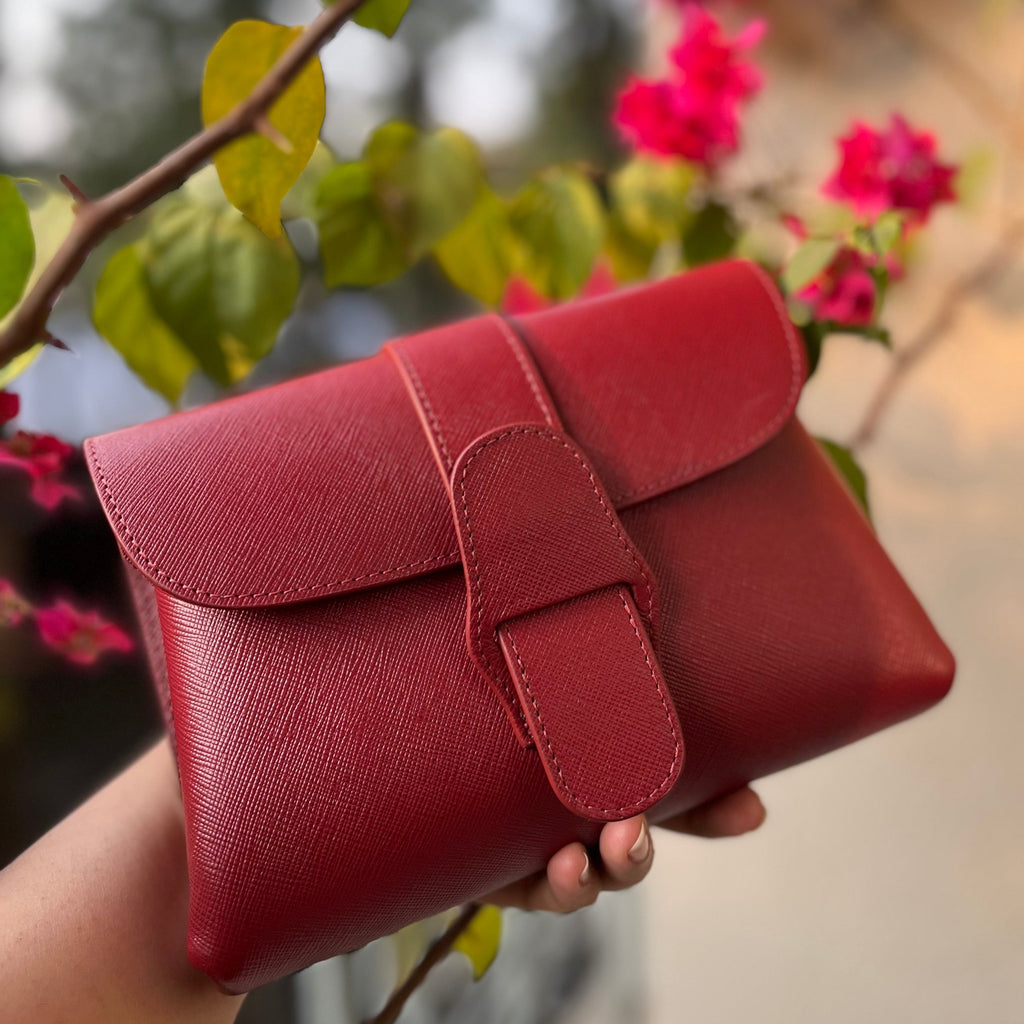 Berry coloured clutch discount bag