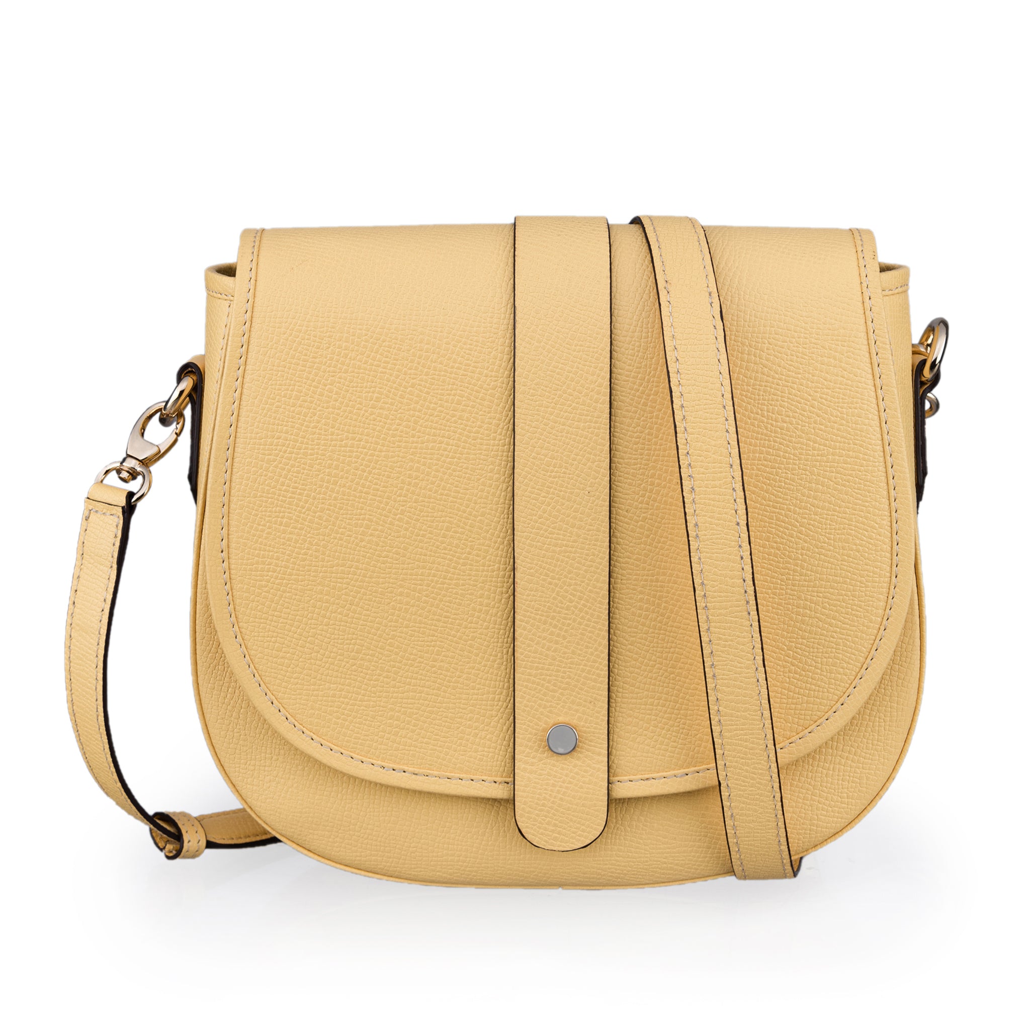 Women's Light Yellow Flap Saddle Bag Square Shoulder Bag