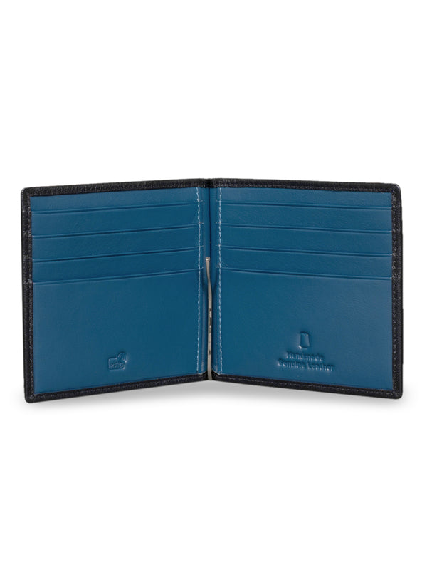 Dollaro RFID Protected Money Clip Wallet And Card Holder - Black / Petrol Blue